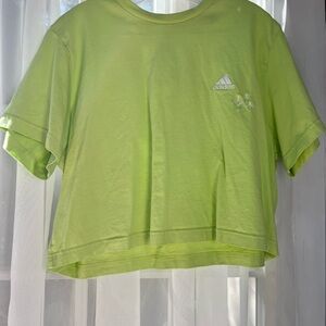 Adidas Neon Green Cropped Tee